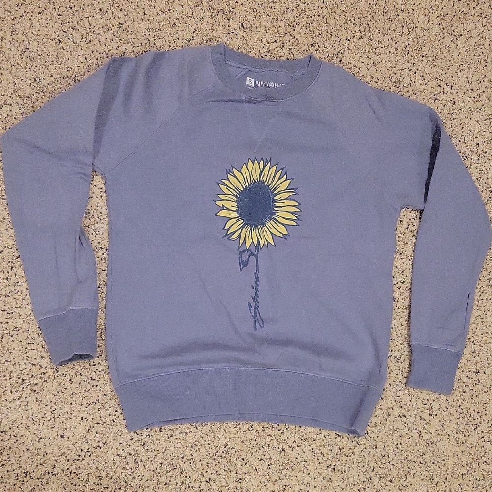 Mate The Label Happy Earth Crew Sweater Sweatshirt Organic Cotton Small